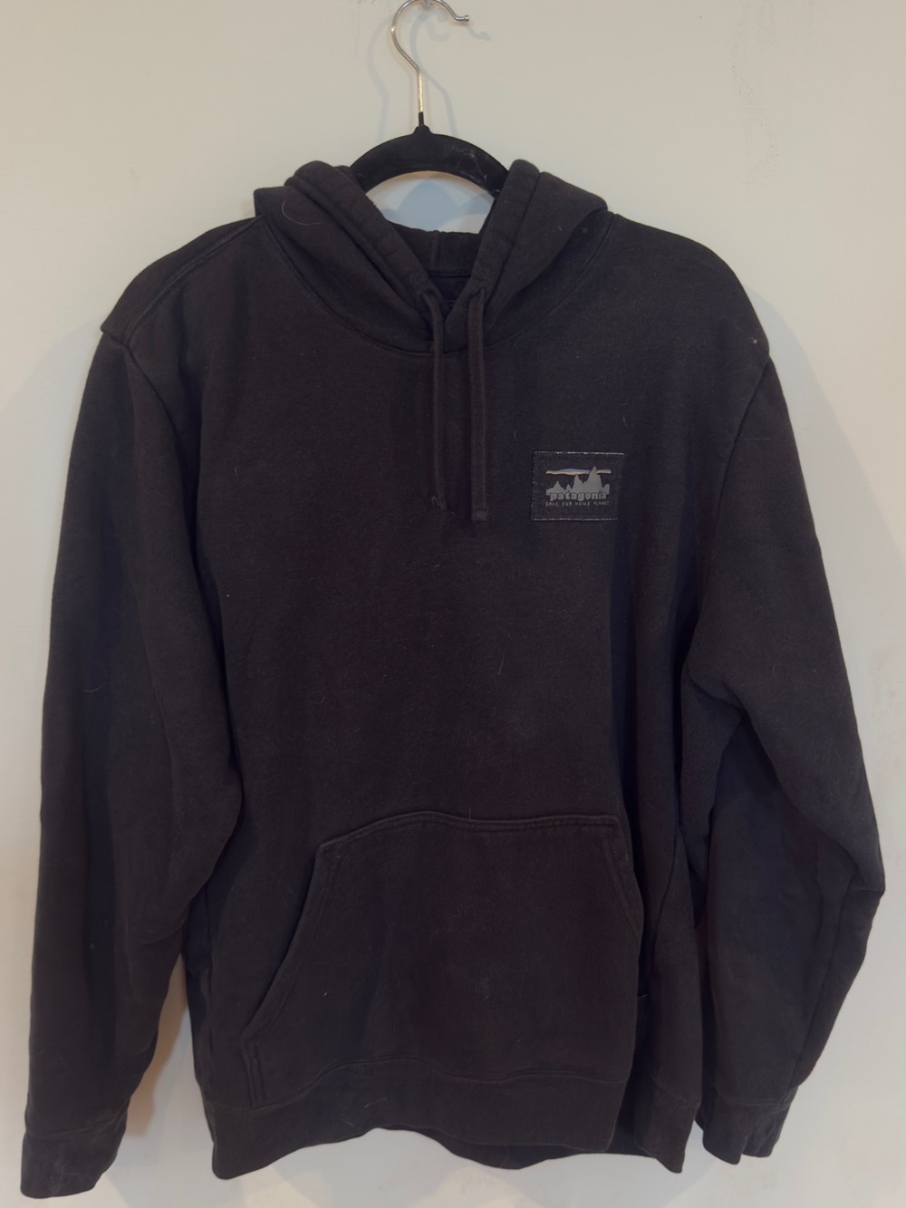 Patagonia Black Pullover Hoodie with Logo Patch